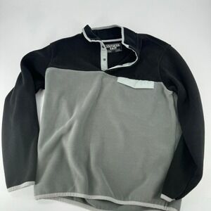 Southern Grit Fleece Pullover Sweatshirt Men's Size Medium Black‎ Gray Snap Neck